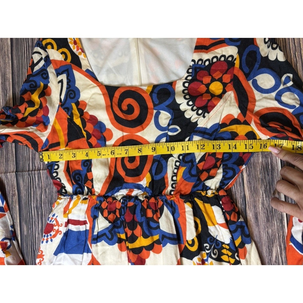 Pitanga Dress Womens M Multicolor Tiered Mini Long Sleeve Boho Chic Casual - Picture 6 of 16